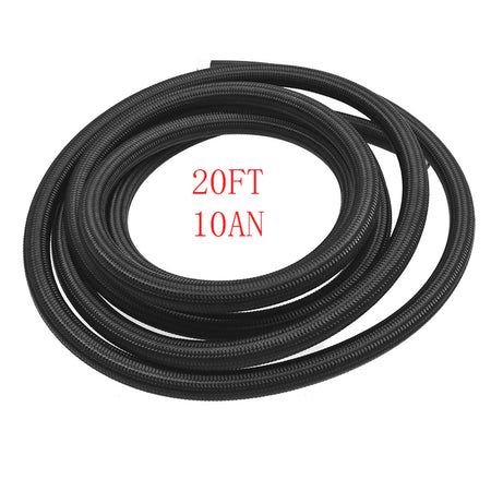 20FT Braided Fuel Hose Line & 10AN Swivel Hose End Fitting Kit Black Lab Work Auto