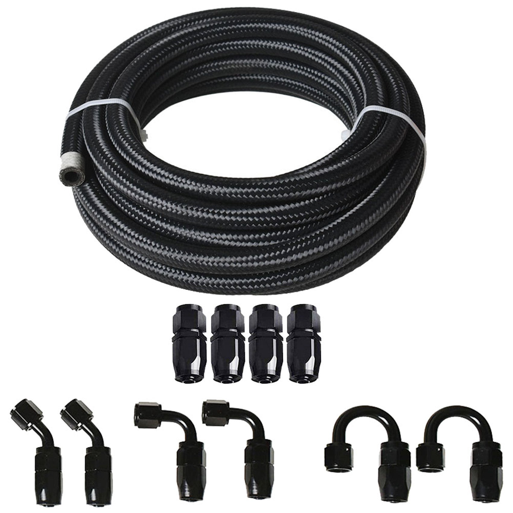 20FT Braided Fuel Hose Line & 10AN Swivel Hose End Fitting Kit Black Lab Work Auto