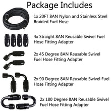 Load image into Gallery viewer, 20FT Braided Fuel Hose Line &amp; 8AN Swivel Hose End Fitting Kit Black Lab Work Auto