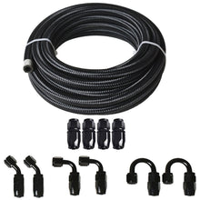 Load image into Gallery viewer, 20FT Braided Fuel Hose Line &amp; 8AN Swivel Hose End Fitting Kit Black Lab Work Auto