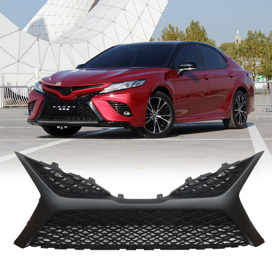 Labwork Front Upper & Lower Bumper Grille For 2018-2019 Toyota Camry SE/XSE  Matte Black