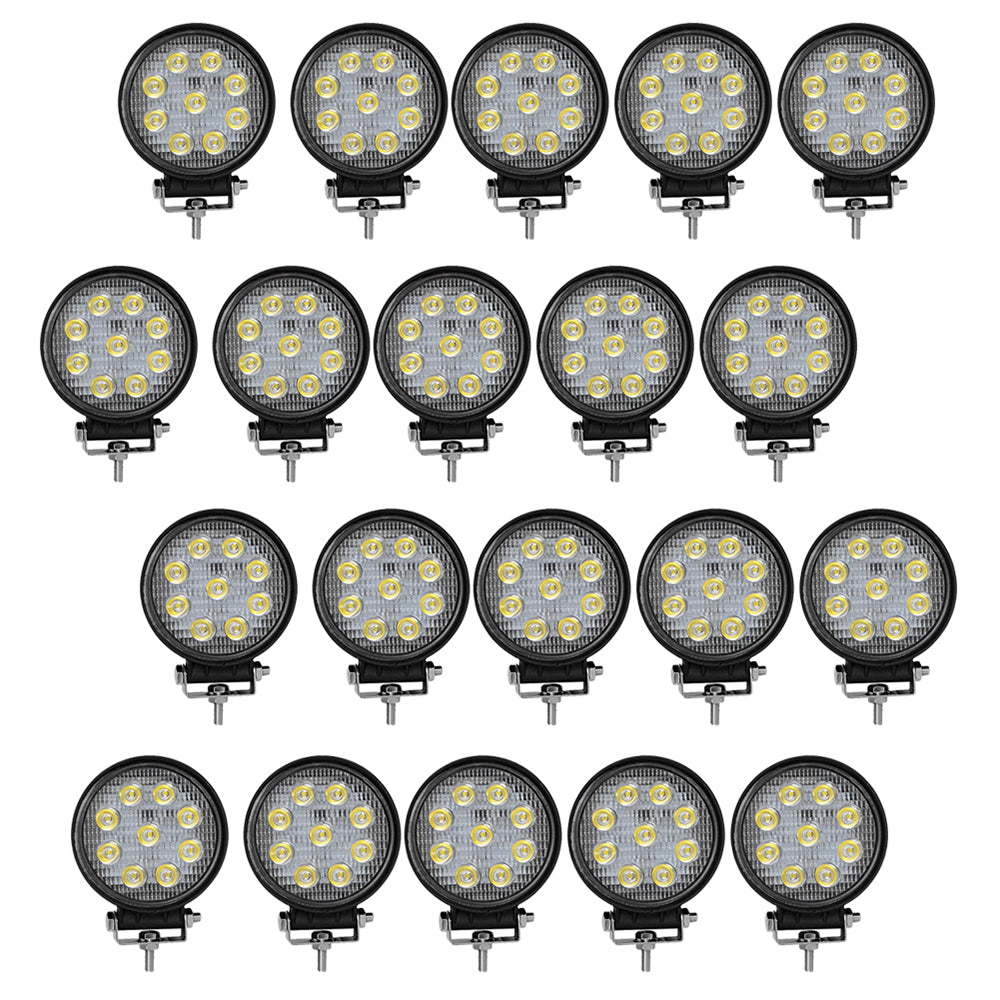 20x 540W 27W Round Flood LED Work Light Bar Offroad Driving Lamp SUV Boat Truck Lab Work Auto