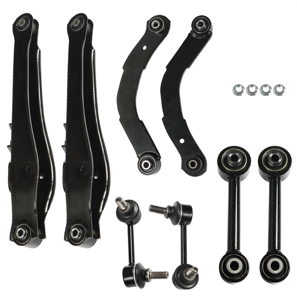 labwork 8PC Upper Lower Control Lateral Toe Arms Sway Bar Links Rear Suspension Kit