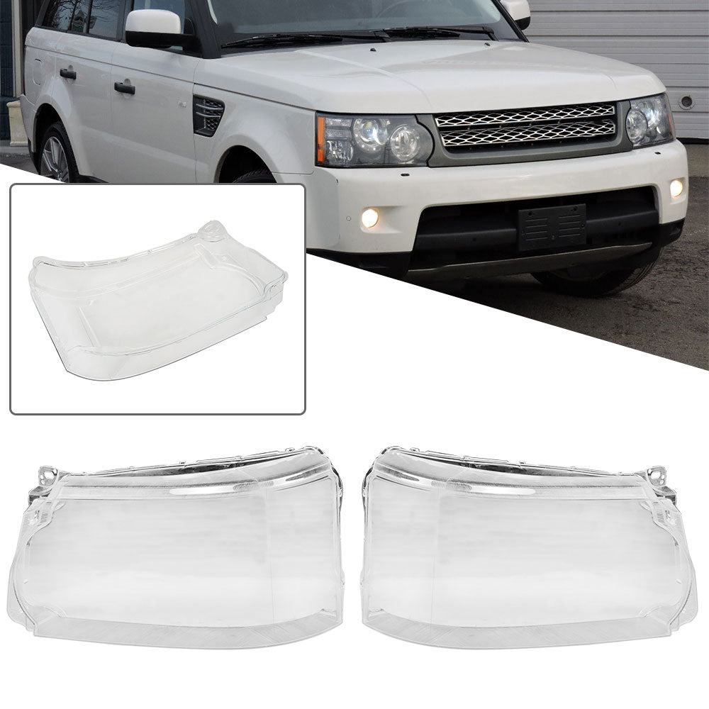 RH+LH Headlamp Lens Cover For Land Rover Range Rover Sport Transparent 2010-2013