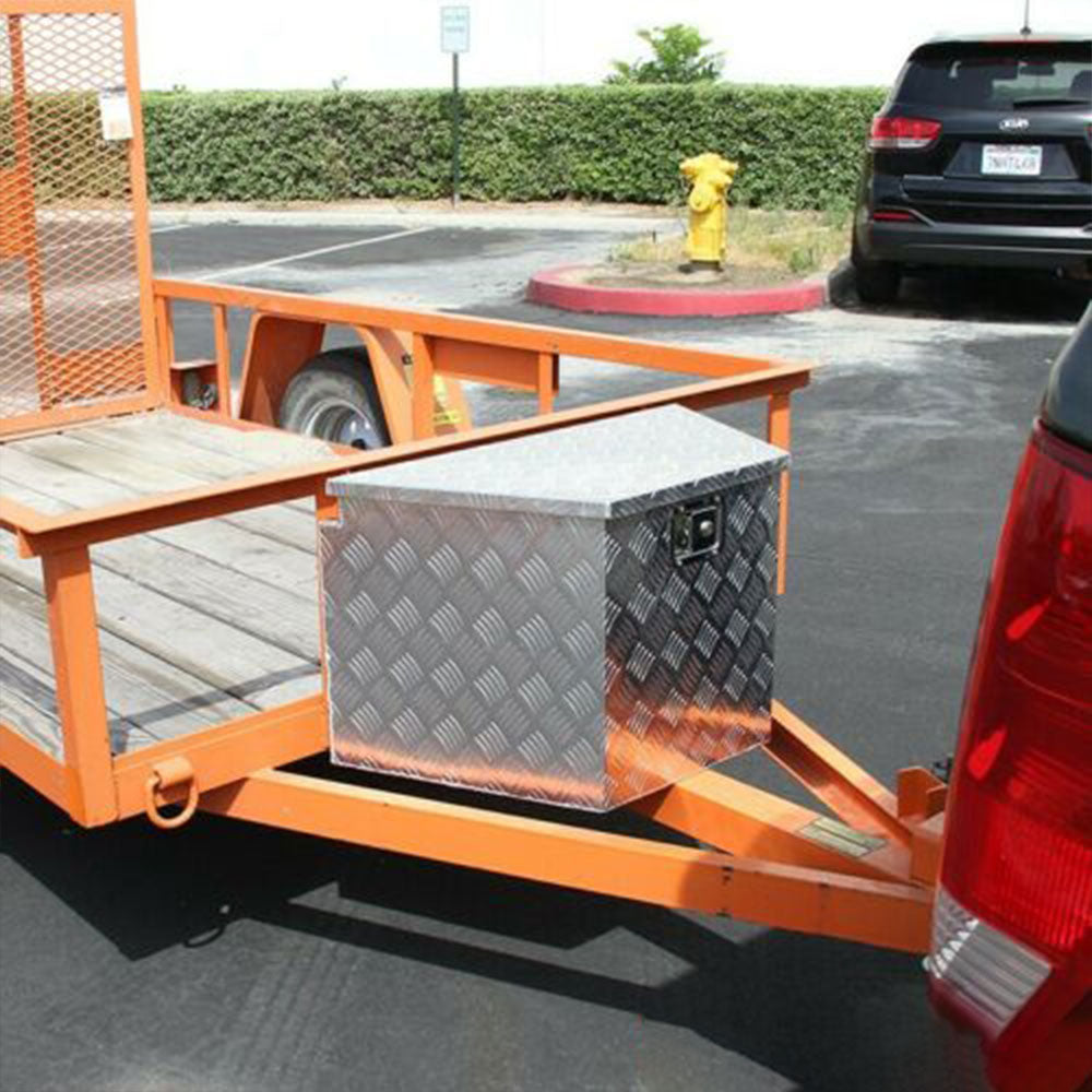 29 "X15"X18" Cuboid Silver Aluminum Trailer Tongue Tool Box for Trailer RV Truck Lab Work Auto 