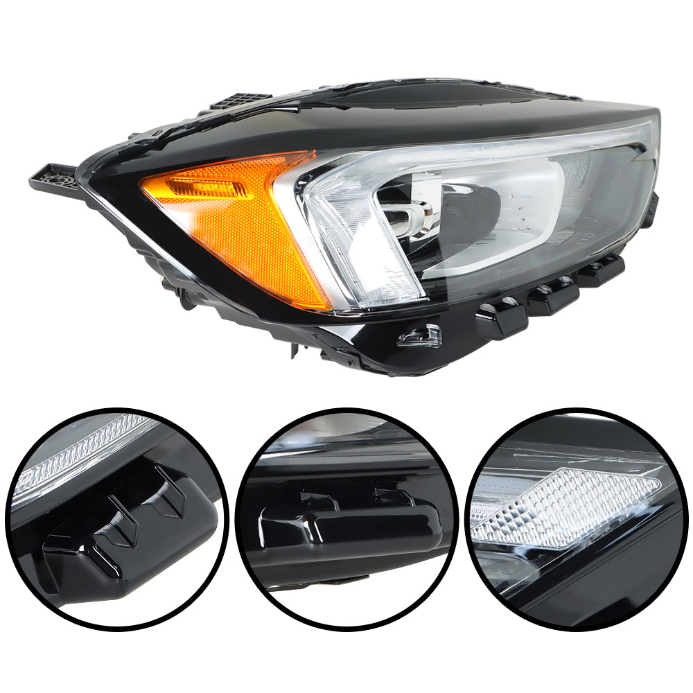 Right Side Headlight Lamp Full LED w/ DRL Black Housing For 2019-2021 Ford Edge