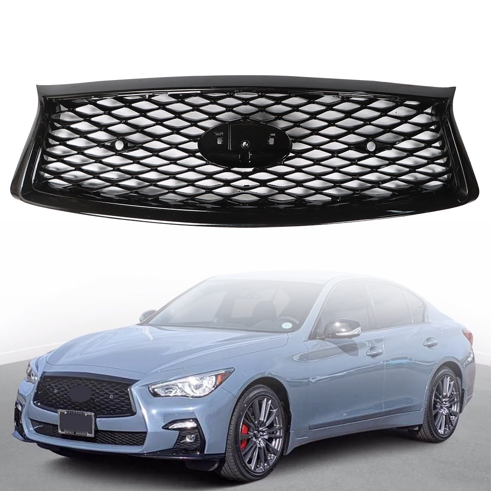 Silscvtt Front Bumper Upper Replacement Grille For 2018-2021 Infiniti Q50 Mesh