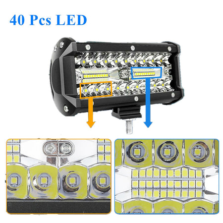 2x 7inch LED Work Light Bar Flood Spot Combo Fog Lamp Offroad Driving Truck 800W Lab Work Auto