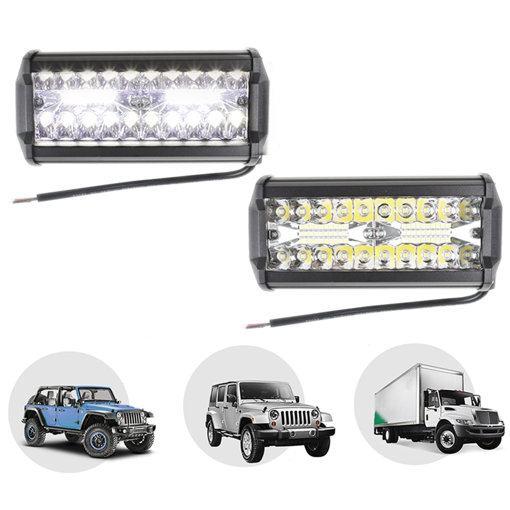 2x 7inch LED Work Light Bar Flood Spot Combo Fog Lamp Offroad Driving Truck 800W Lab Work Auto