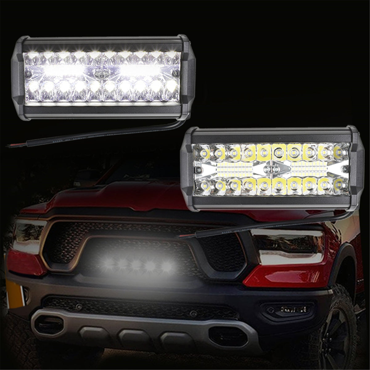 2x 7inch LED Work Light Bar Flood Spot Combo Fog Lamp Offroad Driving Truck 800W Lab Work Auto