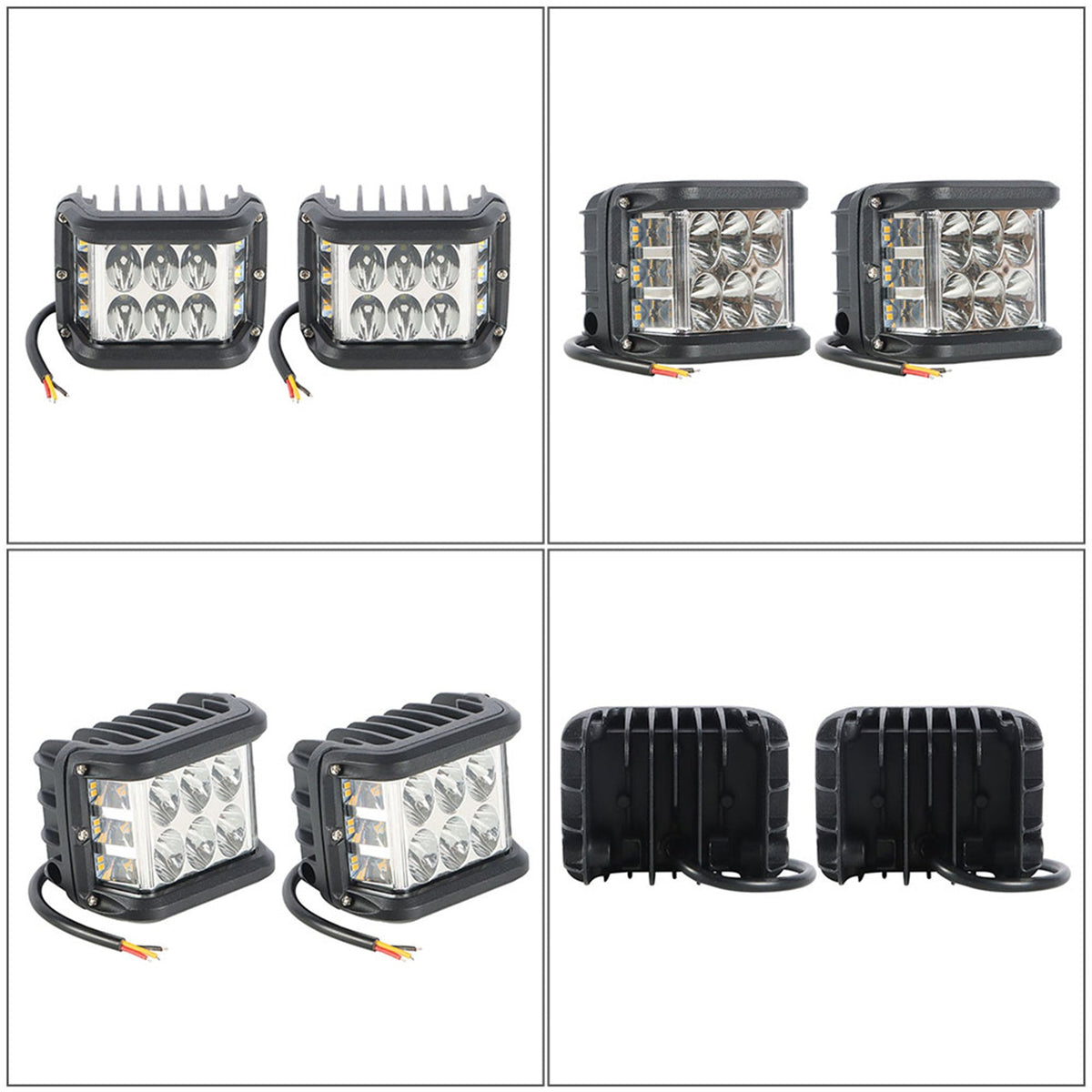 2x4 Inch Work Cube Side Shooter LED Light Bar Pod White & Amber Strobe Lamp SUV Lab Work Auto