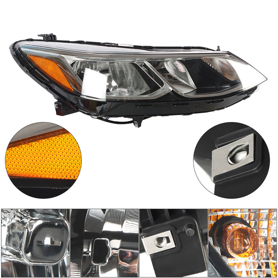 Right Headlight Fit For 2016-2019 Chevrolet Cruze Chrome Housing Halogen Type