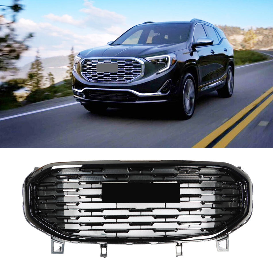 Labwork Front Upper Grille Assembly Gloss For 2018-2021 GMC Terrain Denali Style Black