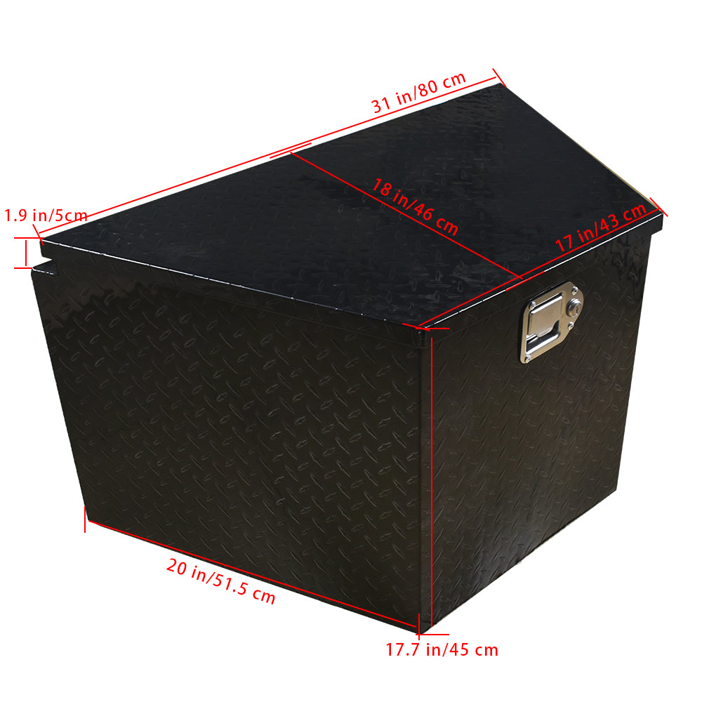 33 " x 19 " x 18 "Aluminum Diamond Plate Truck Tongue Box Tool Box Storage Black Lab Work Auto 