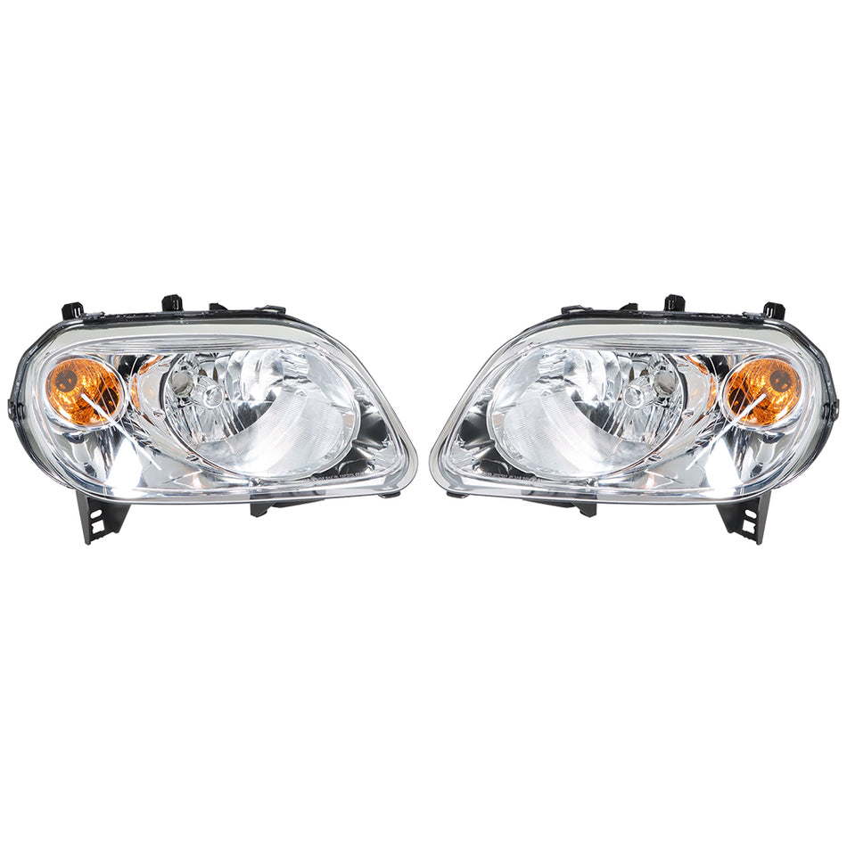 Right+Left Headlights For 2006-2011 Chevy HHR Halogen Chrome Housing Clear Lens