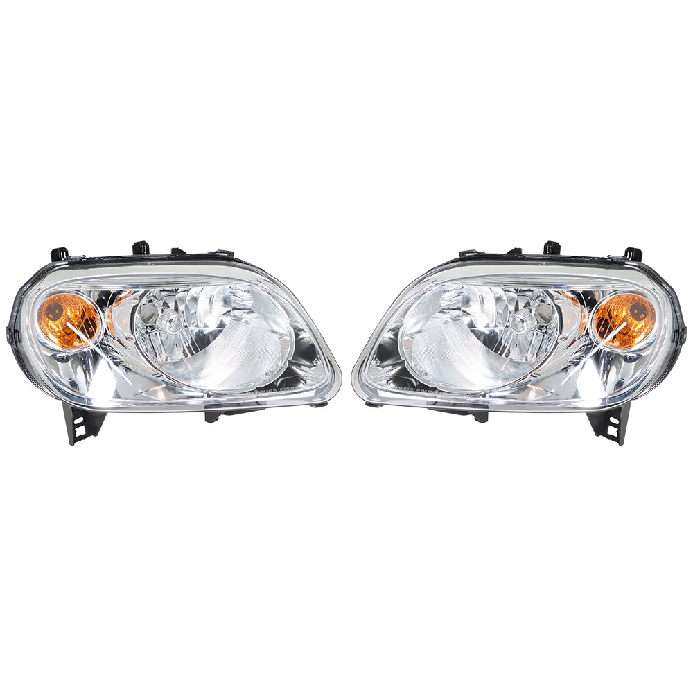 Right+Left Headlights For 2006-2011 Chevy HHR Halogen Chrome Housing Clear Lens