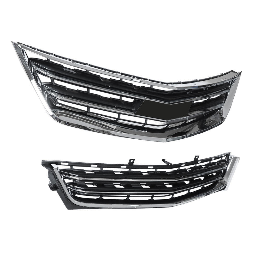 Labwork Front Grille For 2014-2020 Chevrolet Impala Black Chrome Upper Lower Plastic