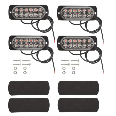 4PCS 12 LED Car Emergency Beacon Warning Hazard Flash Strobe Light Bar Red Blue Lab Work Auto