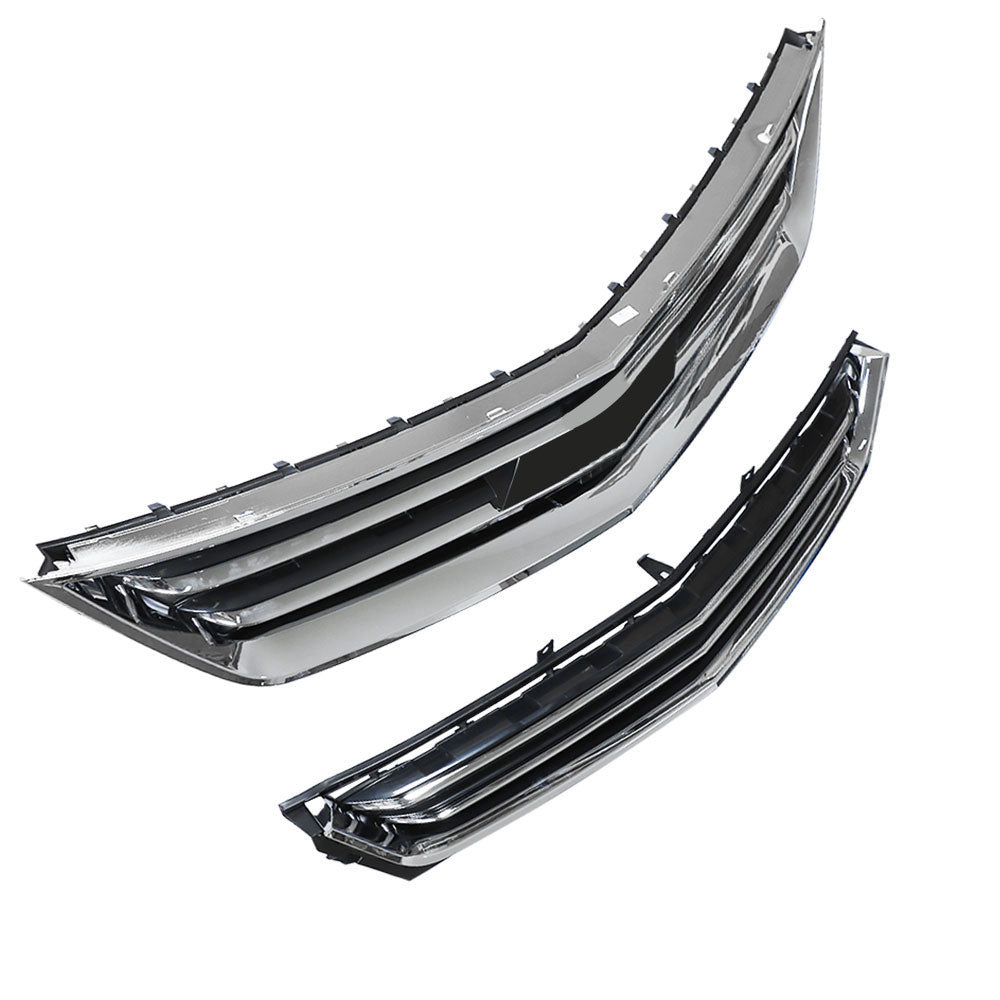 Labwork Front Grille For 2014-2020 Chevrolet Impala Black Chrome Upper Lower Plastic