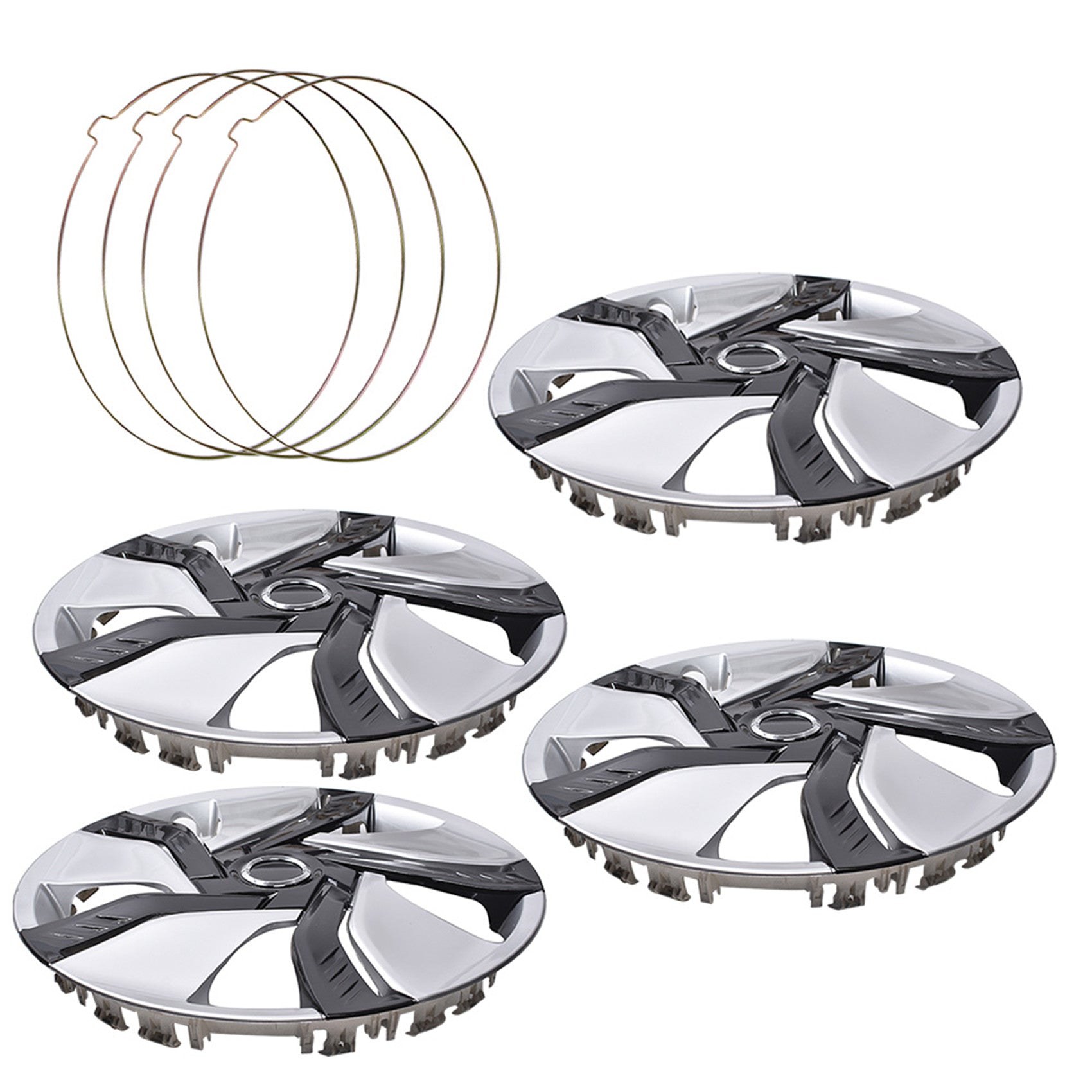 4pcs 15inch Car Chrome Wheel Rim Skin Cover 1 Hub Caps Hubcap Wheel Cover Silver Lab Work Auto