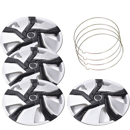 4pcs 15inch Car Chrome Wheel Rim Skin Cover 1 Hub Caps Hubcap Wheel Cover Silver Lab Work Auto