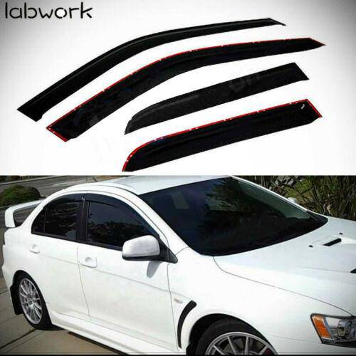 4pcs JDM Smoke Sun/Rain Guard Vent Shade Window Visors Fit For 08-17 Lancer NEW Lab Work Auto