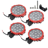 4x 7 Inch LED Pods Work Light Bar Red Round Driving Fog Headlight Truck Off Road