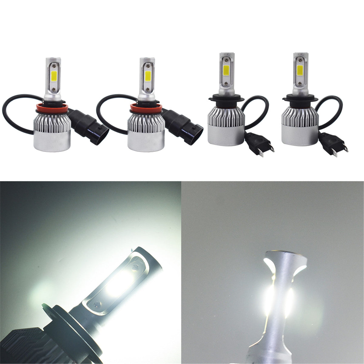 4x Kit High Low Beam Total 3400W 510000LM 6500K  Combo H11 H7 LED Headlight Bulb Lab Work Auto