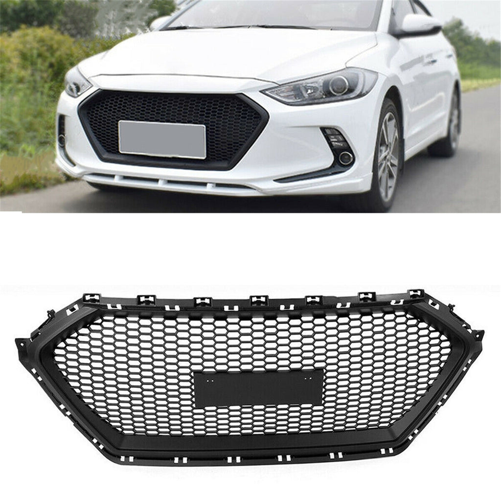 Labwork Front Plastic Grille Bumper For Hyundai Elantra 2017 2018 Black Honeycomb