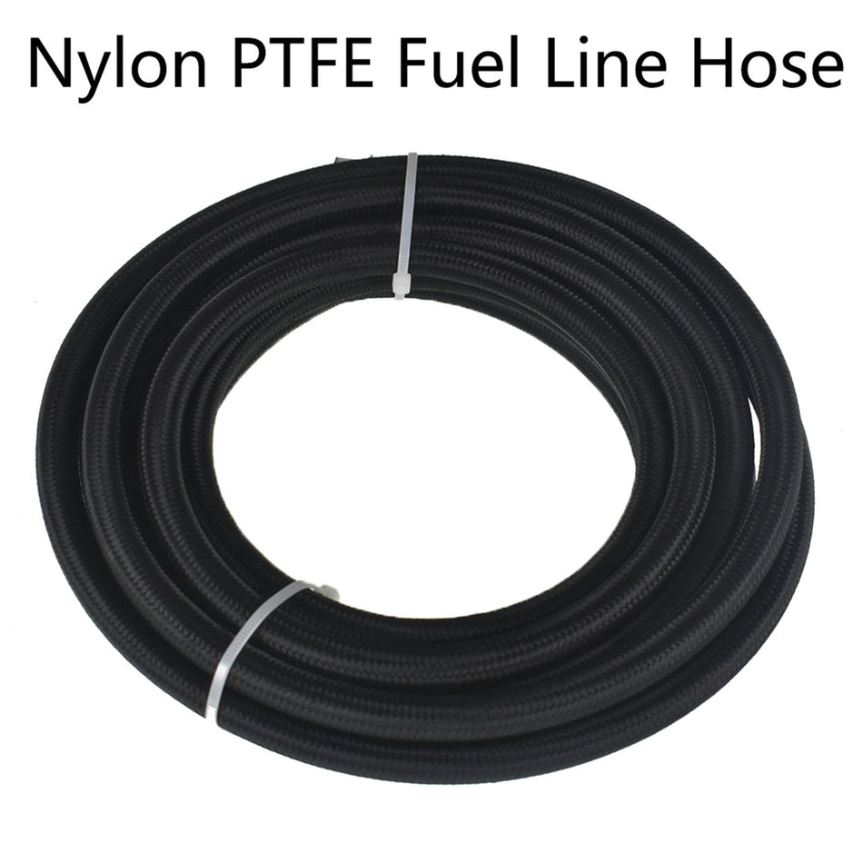 6AN Fuel Line Hose Kit Black Nylon PTFE (Teflon) 20 Feet Gas Ethanol E85 Oil Line Hose with 10PCS Swivel Fuel Hose Fitting Adapter Kit Lab Work Auto