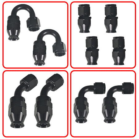 6AN Fuel Line Hose Kit Black Nylon PTFE (Teflon) 20 Feet Gas Ethanol E85 Oil Line Hose with 10PCS Swivel Fuel Hose Fitting Adapter Kit Lab Work Auto