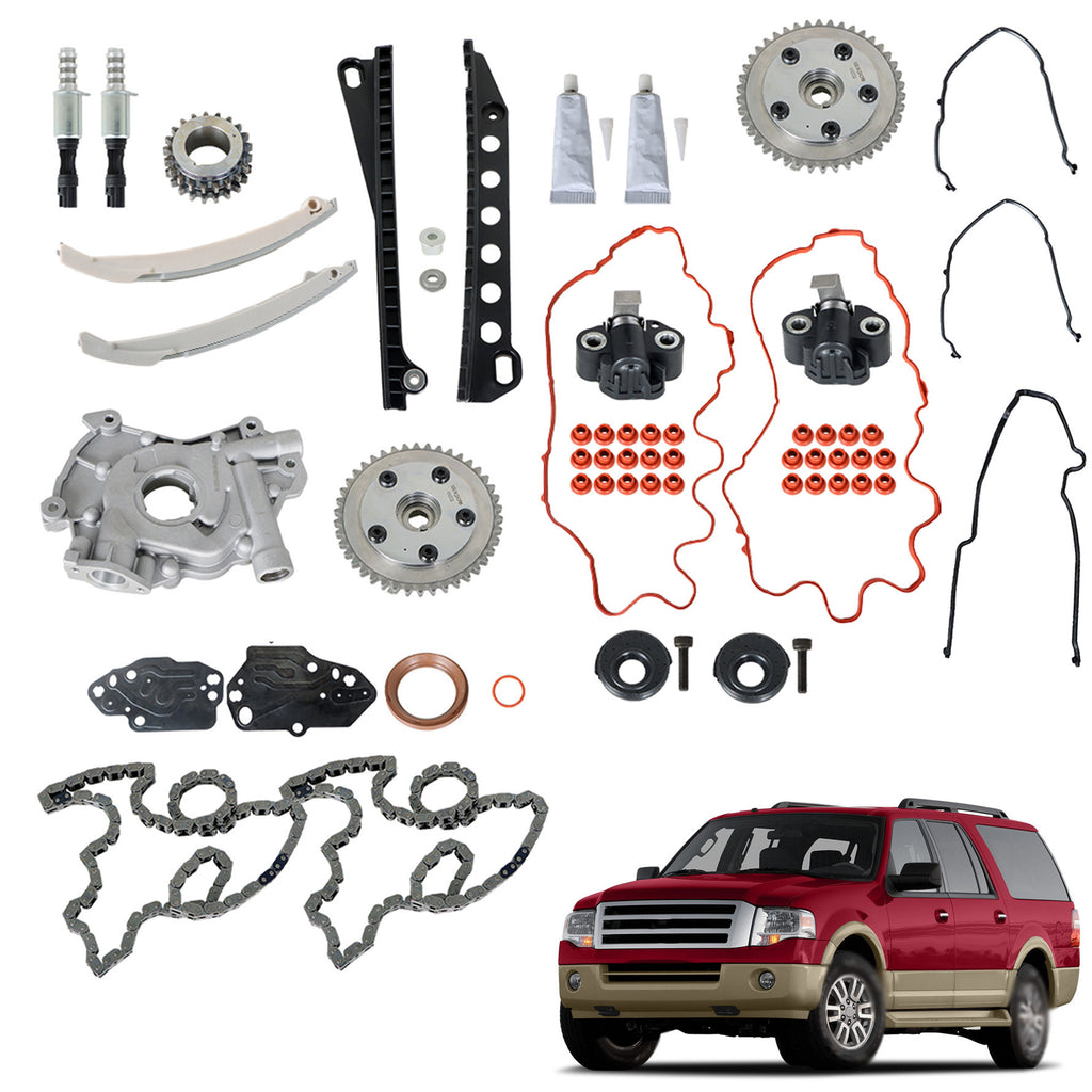 Timing Chain Cam Phaser Solenoid Valve Oil Pump Kit Replacement for 2004-2008 F-150 Expedition Mark LT 5.4L V8 3-Valve Engine