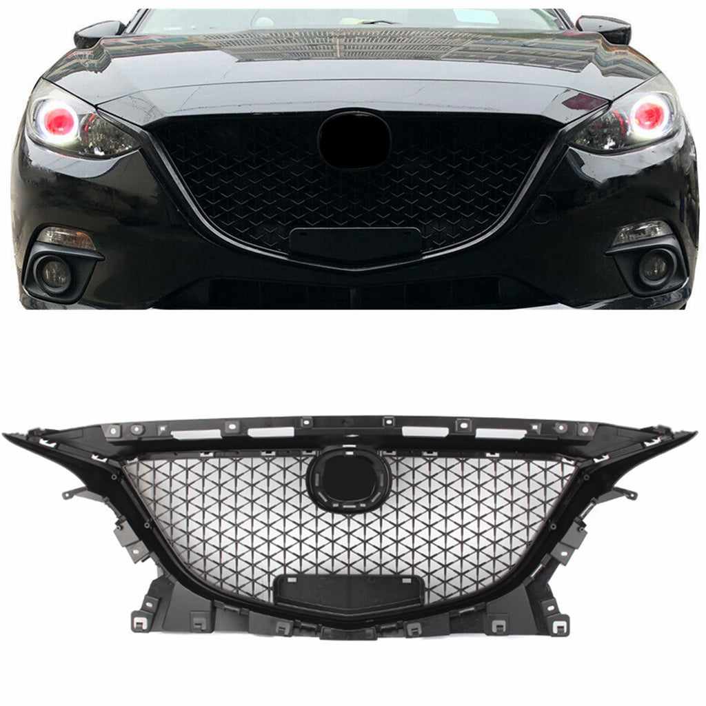 Labwork Front Grille Honeycomb Grill Black Plastic Trim For Mazda 3 Axela 2014-2016