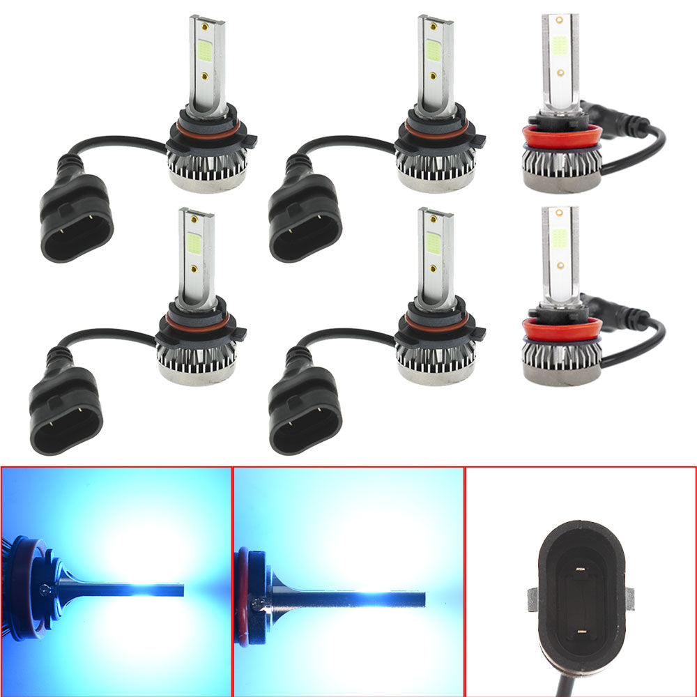 9005+9006+H11 Combo COB LED Headlight Fog Lamp Bulb ICE BLUE 8000K Hi/ Lo Beam Lab Work Auto