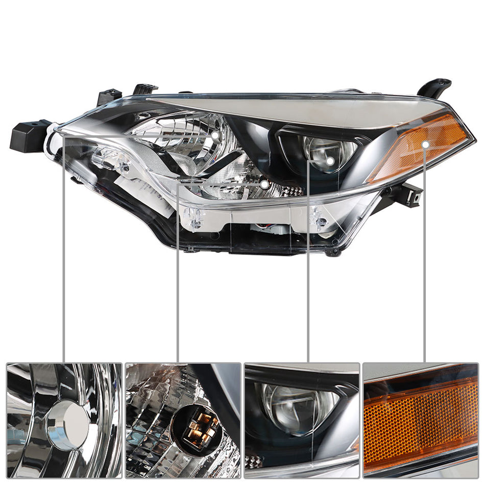 labwork Fit For 2014-2016 Toyota Corolla Driver Side Chrome Housing Headlamp Headlight