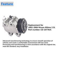 Load image into Gallery viewer, A/C Compressor and Clutch For 2002 2003 2004 2005 2006 Nissan Altima 2.5L Lab Work Auto