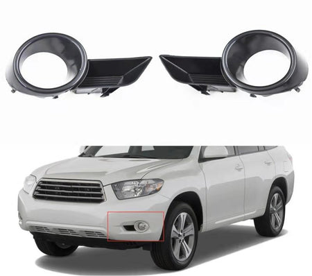 A Pair Front Bumper Fog Light Grille Cover Trim For 08-10 Toyota Highlander Lab Work Auto