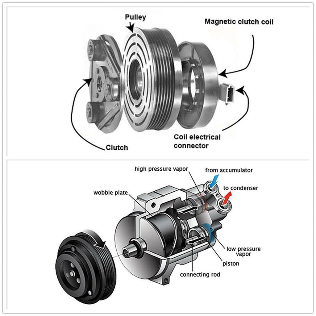 AC Compressor CVC Clutch Kit Pulley Coil For 02 - 08 Mini Cooper 6 Groove 1.6L Lab Work Auto