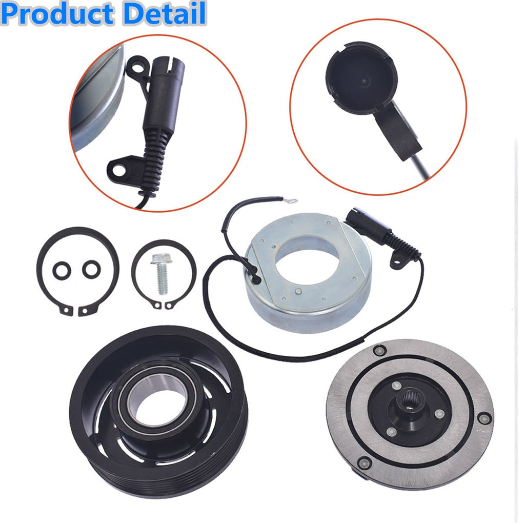 AC Compressor CVC Clutch Kit Pulley Coil For 02 - 08 Mini Cooper 6 Groove 1.6L Lab Work Auto