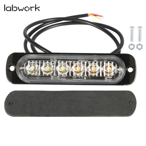 Amber/White 6LED Car Truck Emergency Beacon Warning Hazard Flash Strobe Light X8 Lab Work Auto