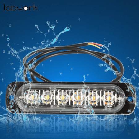 Amber/White 6LED Car Truck Emergency Beacon Warning Hazard Flash Strobe Light X8 Lab Work Auto