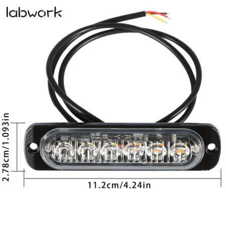 Amber/White 6LED Car Truck Emergency Beacon Warning Hazard Flash Strobe Light X8 Lab Work Auto