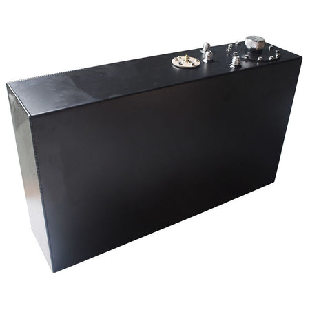 Black 17 Gallon Slim Race Fuel Cell Gas Tank w/ Level Sender Top-Feed Aluminum Lab Work Auto