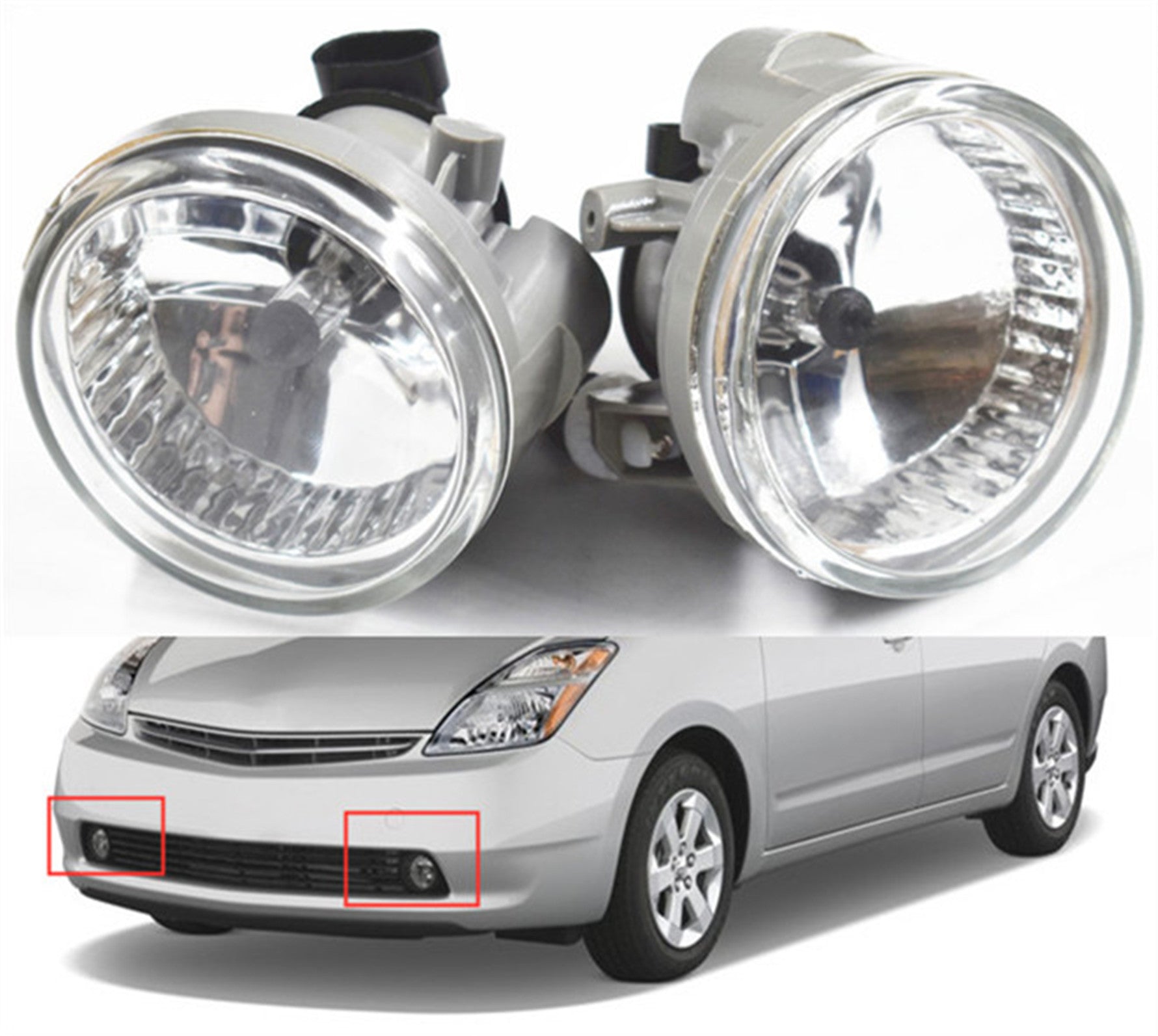 Clear Bumper Driving Fog Lights For 04 05 06 07 Toyota Highlander Echo Prius Lab Work Auto