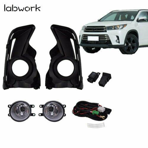 Clear Fog Light Front Bumper Lamps+Wiring+Switch For 17 18 19 Toyota Highlander Lab Work Auto