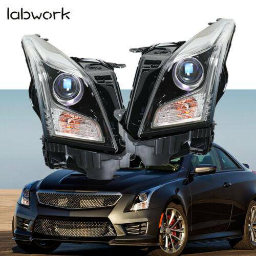 Clear Lens Halogen Projector Headlight Fit For 2013-2018 Cadillac ATS Right&Left Lab Work Auto