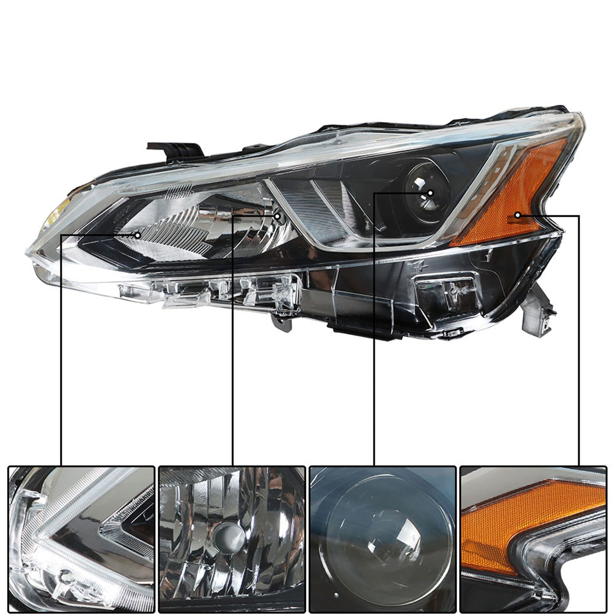 Clear Lens Headlamp For 2019-2020 Nissan Altima Halogen Headlight Driver Side Lab Work Auto