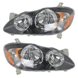 Headlamps Set For 2003 2004-2008 Toyota Corolla Headlights Housing Black Pair