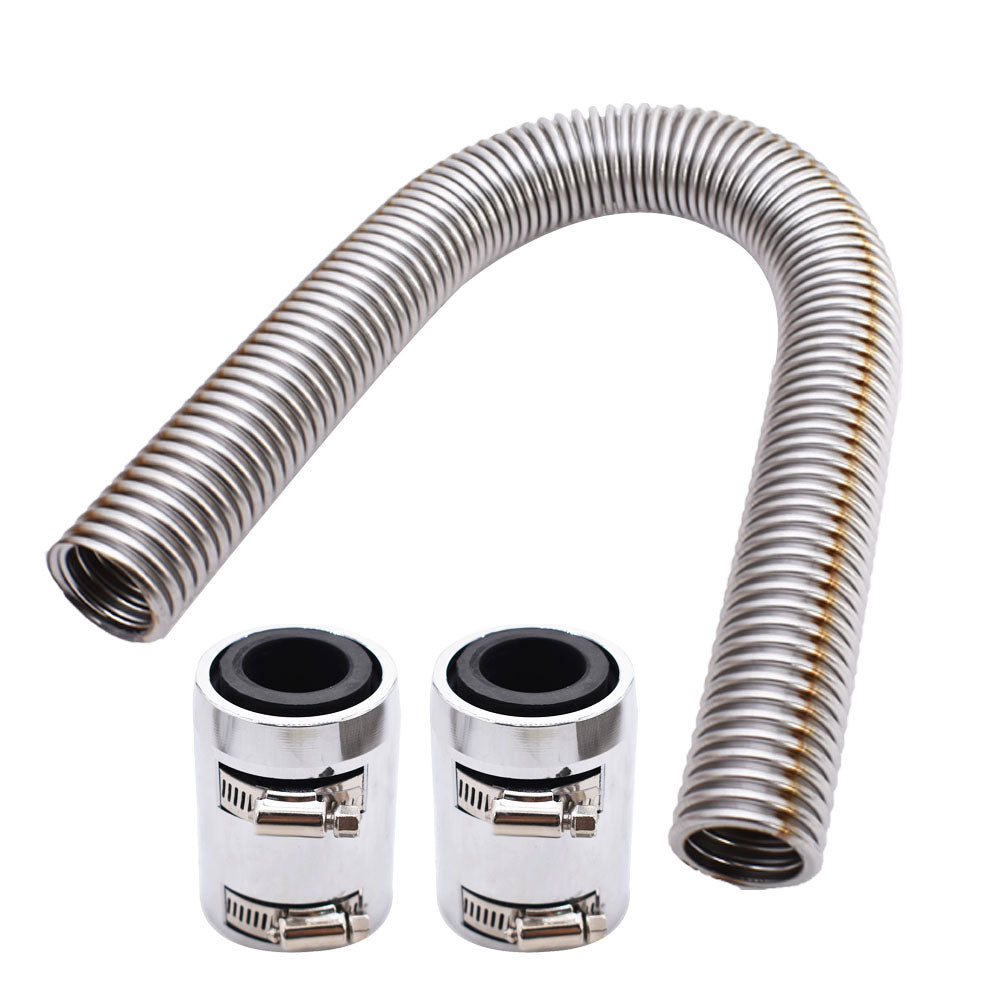 Labwork 24" Flexible Stainless Steel Upper or Lower Radiator Hose Kit W/Caps