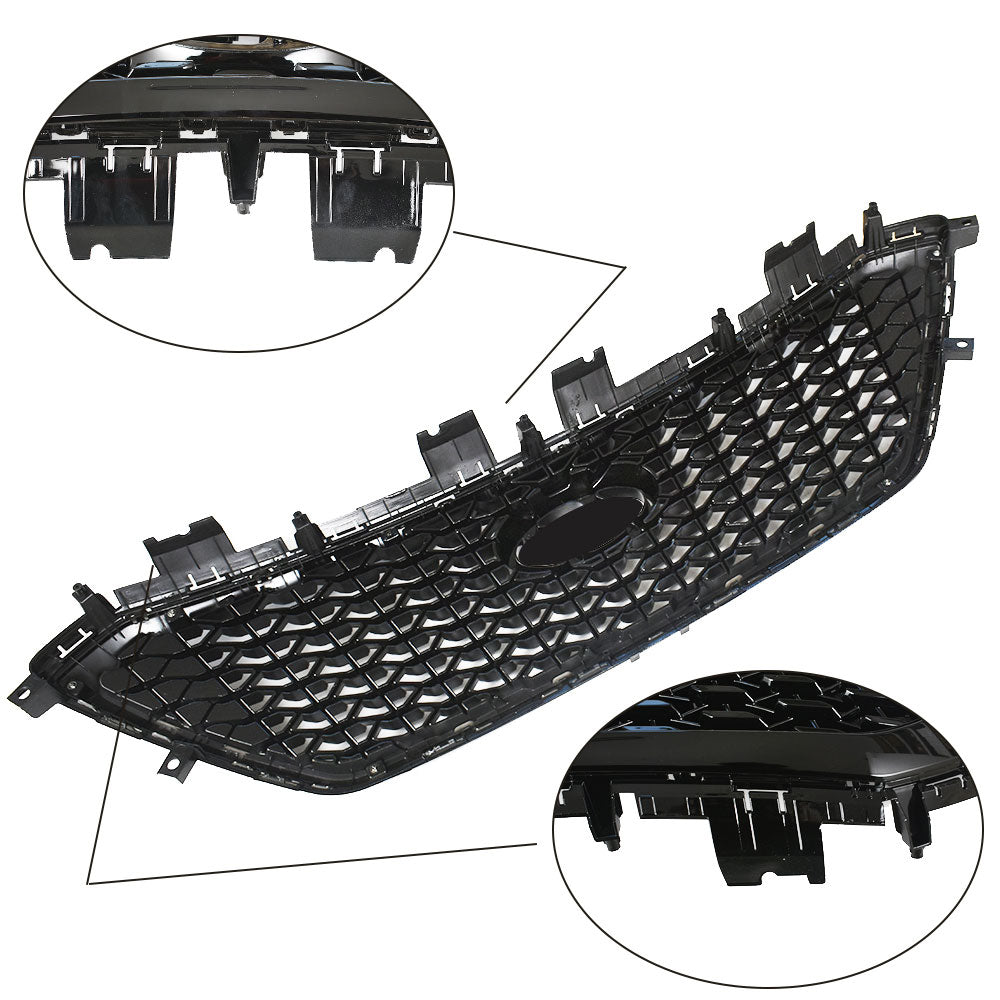 Labwork Front Upper Grille Mesh Black For 2015/2016/2017 Hyundai Sonata 1.6L/2.0L/2.4L